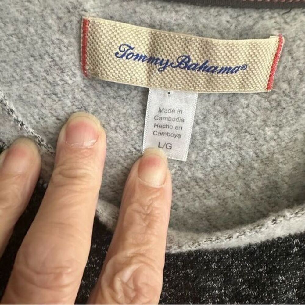 Tommy Bahama Pullover Mens L Gray Raglan Marled Long Sleeve Sweatshirt Crew Neck - Picture 7 of 12